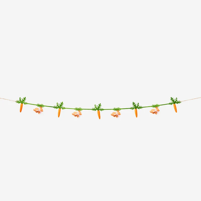Felt garland with bunnies and carrots - 150 cm