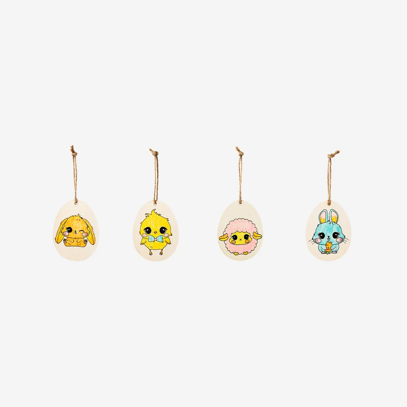 DIY wooden Easter ornaments - 4 pcs