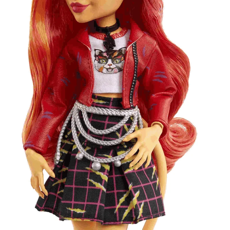 Monster High Toralei Stripe Muñeca articulada con mascota, micrófono y accesorios de moda, juguete +
