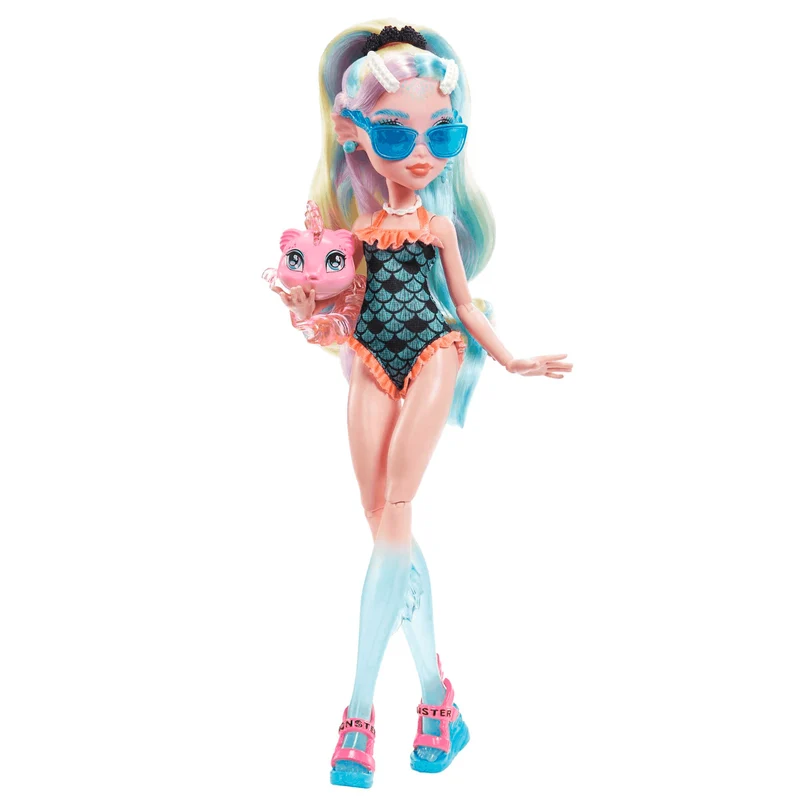 Monster High Lagoona Blue Muñeca articulada con mascota y accesorios de moda