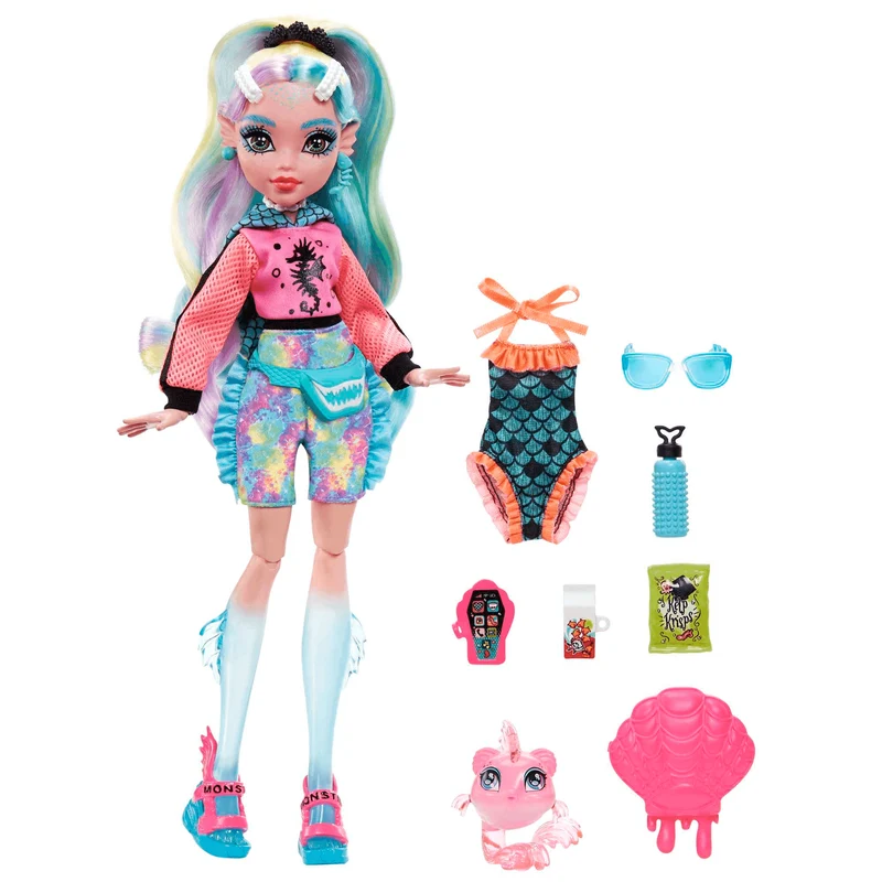Monster High Lagoona Blue Muñeca articulada con mascota y accesorios de moda
