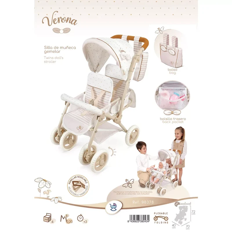 Silla Gemelar Plegable para Muñecas De Cuevas Toys