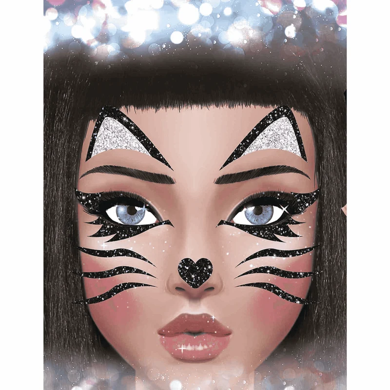 Gatita Glitter Face Complemento Disfraz