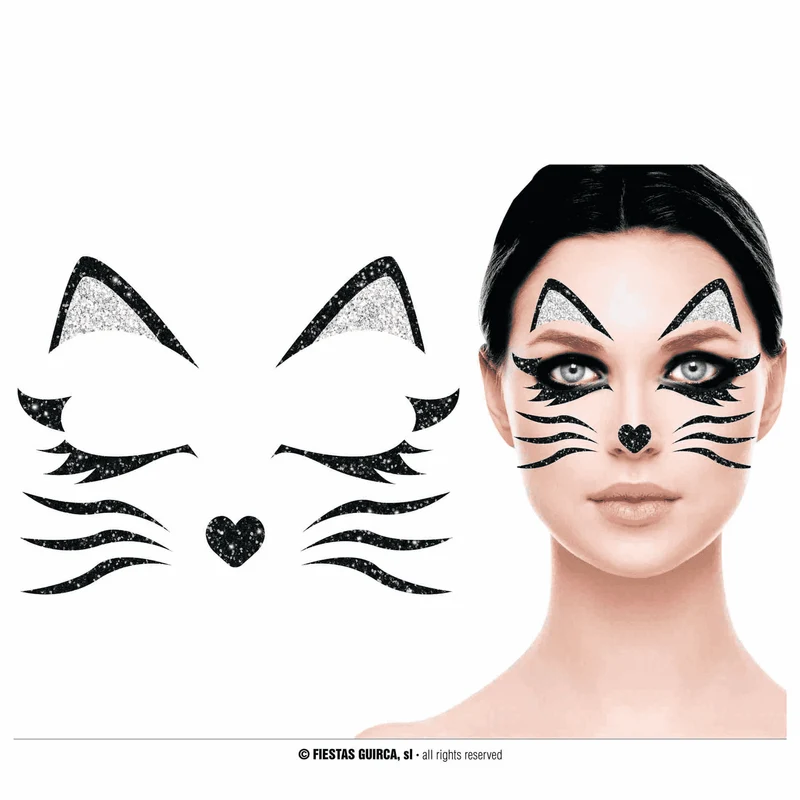 Gatita Glitter Face Complemento Disfraz