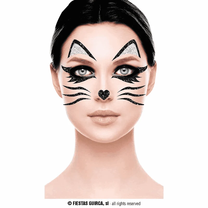 Gatita Glitter Face Complemento Disfraz