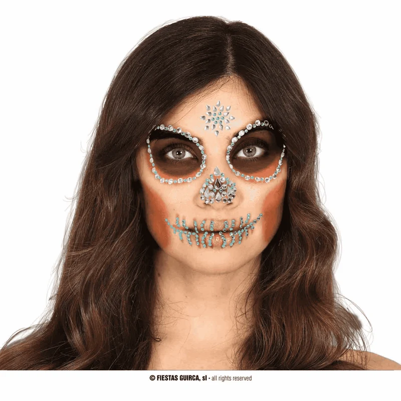 Joyas Faciales Adhesivas Calavera Verde