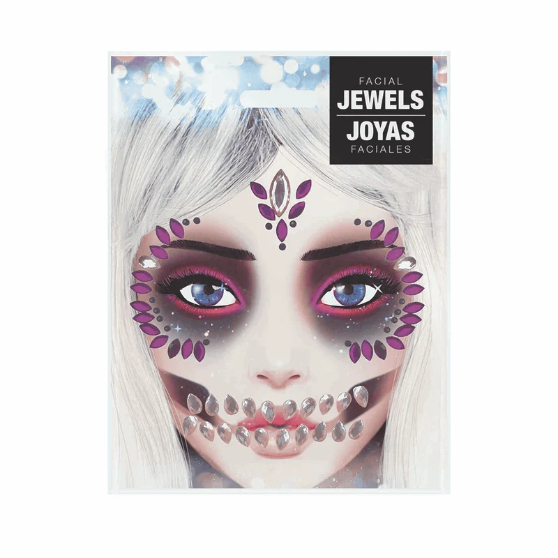 Joyas Faciales Adhesivas Calavera Lila