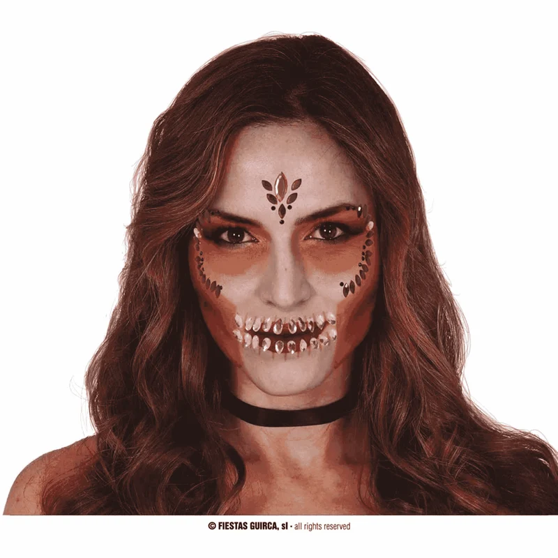 Joyas Faciales Adhesivas Calavera Lila