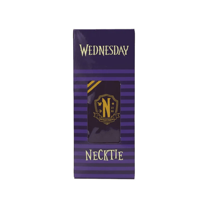 Corbata Morada de Miércoles con Logo de Nevermore