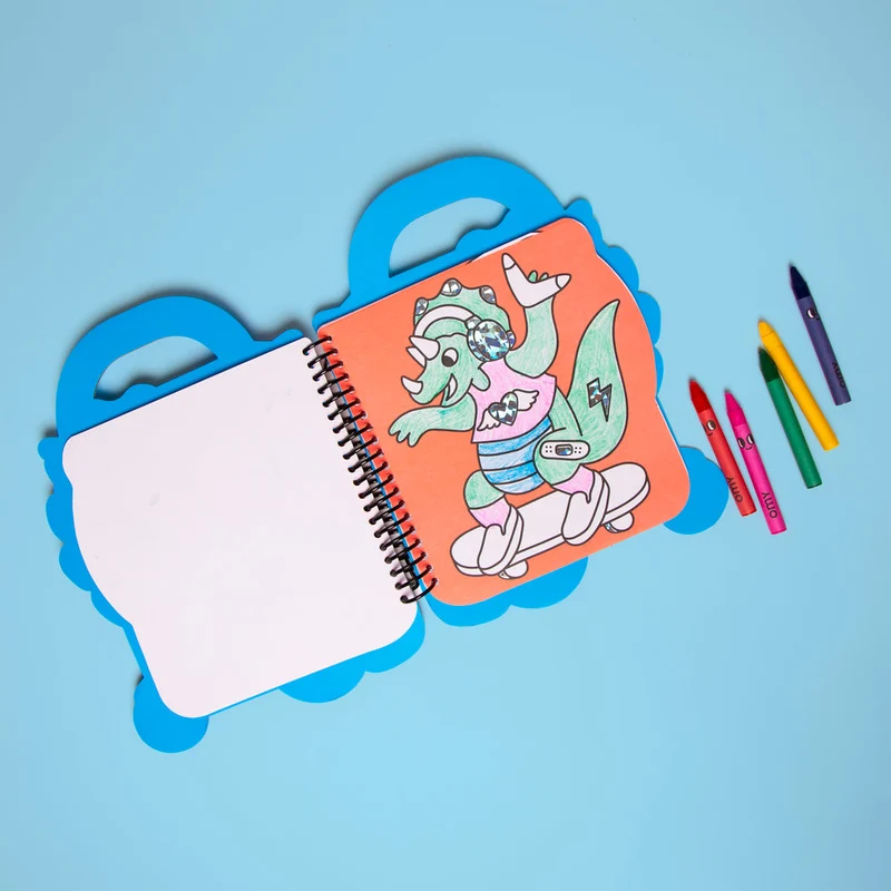 Libro con pinturas y pegatinas Dinos · OMY
