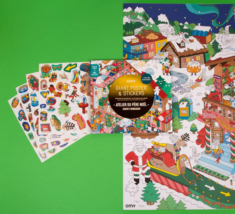 Poster XL Santa Claus mas pegatinas 100x30 · OMY