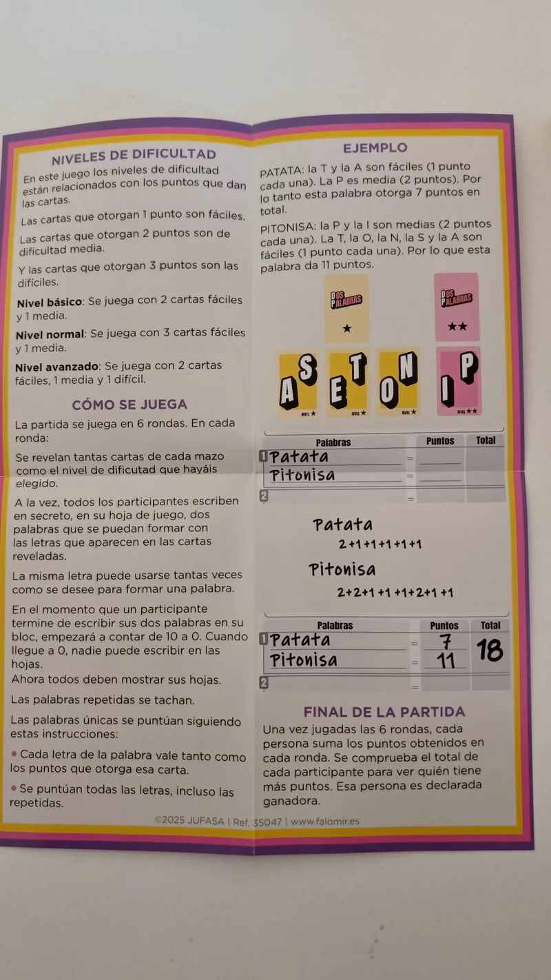Dos Palabras - Juego de mesa - FALOMIR - 2-6 jugadores - 9+ años - 10-15 min