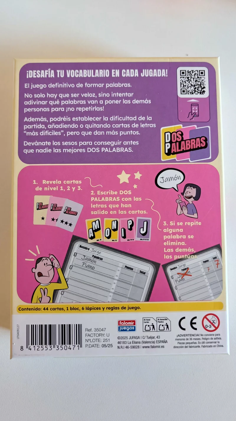 Dos Palabras - Juego de mesa - FALOMIR - 2-6 jugadores - 9+ años - 10-15 min