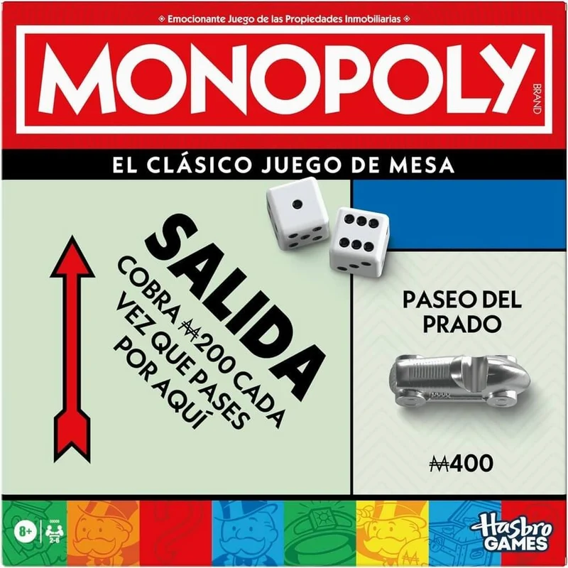 MONOPOLY CLASICO - Juego de mesa - Hasbro - 2-6 jugadores - 8+ años
