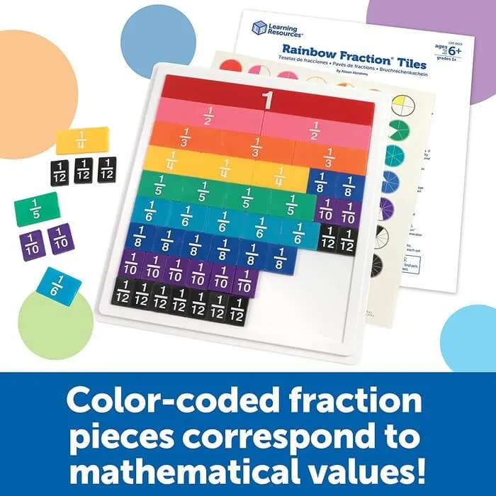 JUEGO SET FRACCIONES ARCOIRIS CON BANDEJA 10 X 32,5 X 3,3CM | Learning Resources