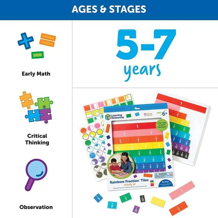 JUEGO SET FRACCIONES ARCOIRIS CON BANDEJA 10 X 32,5 X 3,3CM | Learning Resources