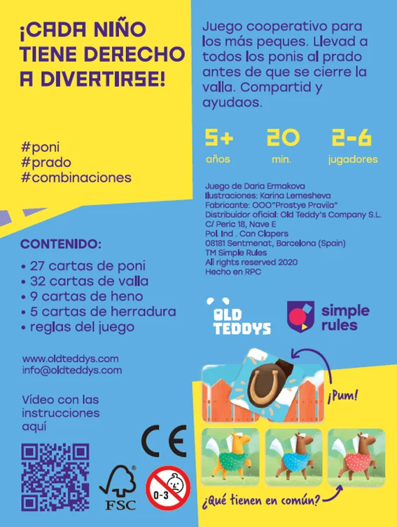 Pony Run - Juego de mesa - Old Teddy's - 2-6 jugadores - 5+ años - 15 min