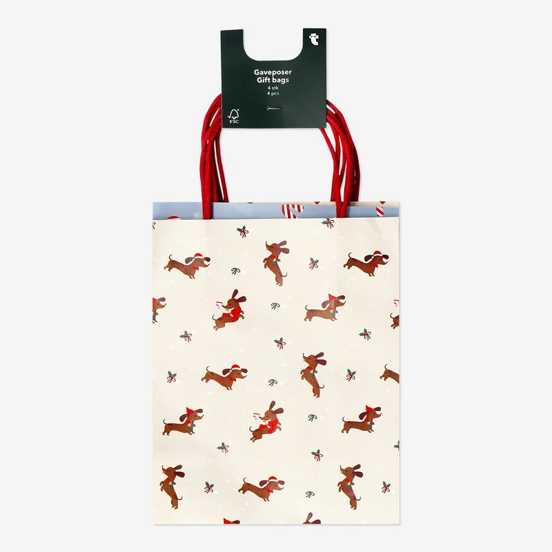 Gift bags with Christmas patterns - 4 pcs