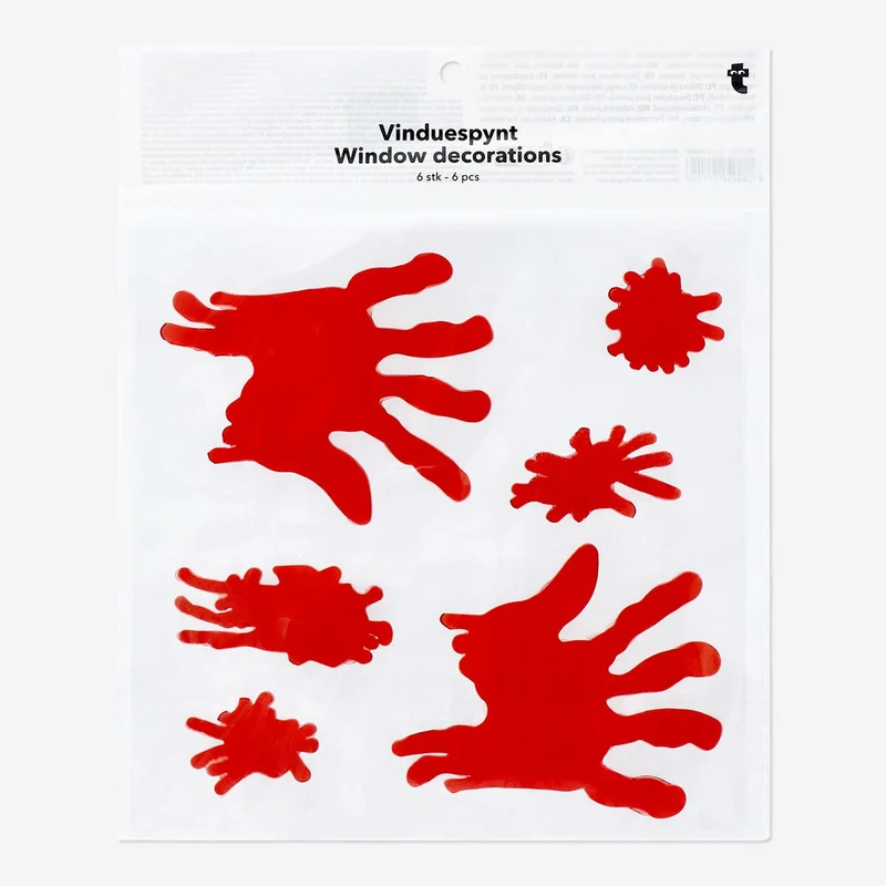 Blood Stained Hands Window Decoration - 6 pcs