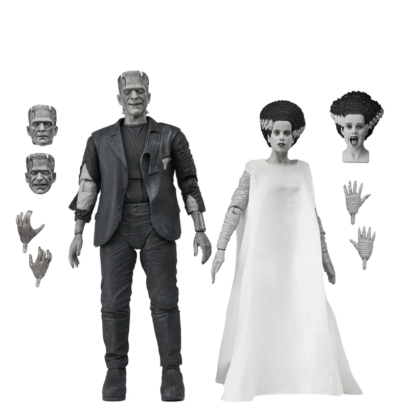 NECA Figura de Accion: La novia de Frankenstein - El Mounstro de Frankenstein y Novia 2 Pack Blanco y negro 7 pulgadas