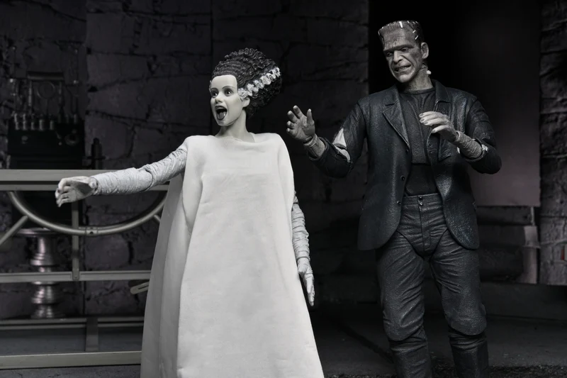 NECA Figura de Accion: La novia de Frankenstein - El Mounstro de Frankenstein y Novia 2 Pack Blanco y negro 7 pulgadas