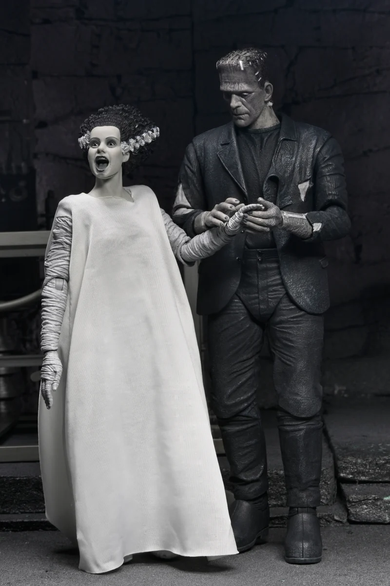 NECA Figura de Accion: La novia de Frankenstein - El Mounstro de Frankenstein y Novia 2 Pack Blanco y negro 7 pulgadas