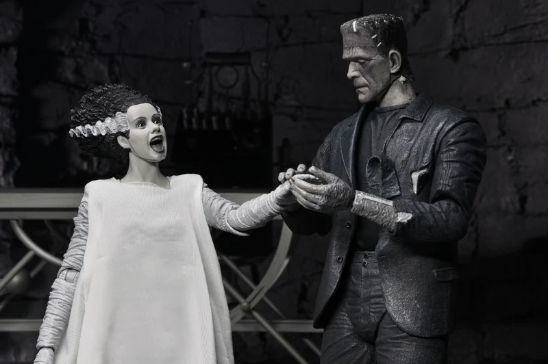 NECA Figura de Accion: La novia de Frankenstein - El Mounstro de Frankenstein y Novia 2 Pack Blanco y negro 7 pulgadas
