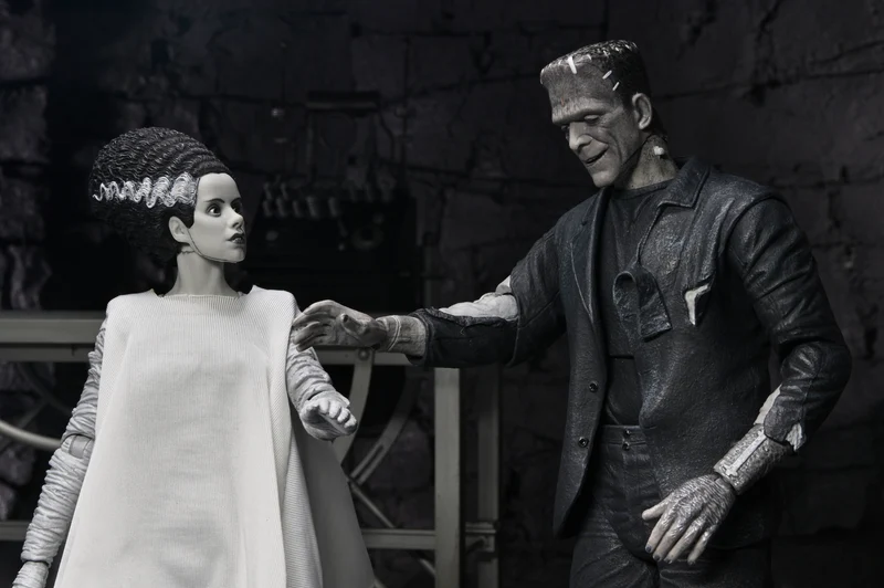 NECA Figura de Accion: La novia de Frankenstein - El Mounstro de Frankenstein y Novia 2 Pack Blanco y negro 7 pulgadas