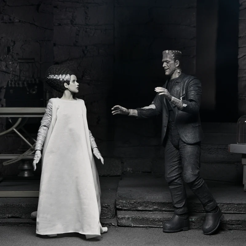 NECA Figura de Accion: La novia de Frankenstein - El Mounstro de Frankenstein y Novia 2 Pack Blanco y negro 7 pulgadas