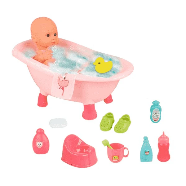 Bebé Bañera con accesorios PequeBB – Muñeca con bañerita y 13 piezas