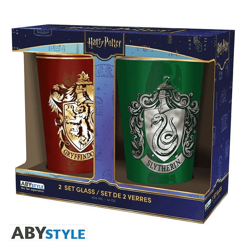 Set 2 Vasos XXL Harry Potter Gryffindor y Slytherin 400 ml