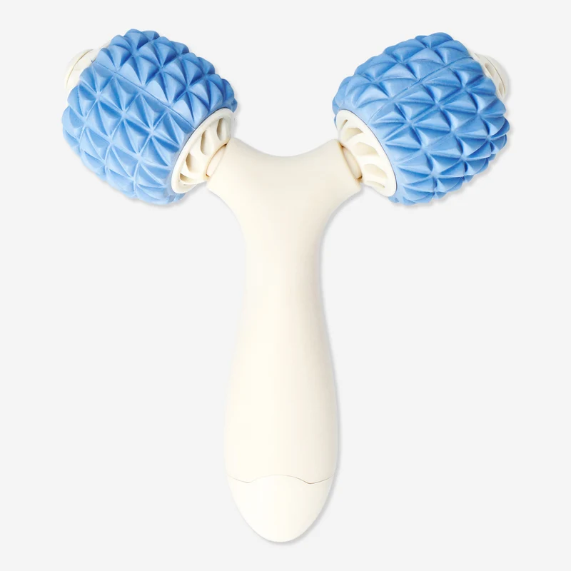 Blue and beige massage roller for arms and legs