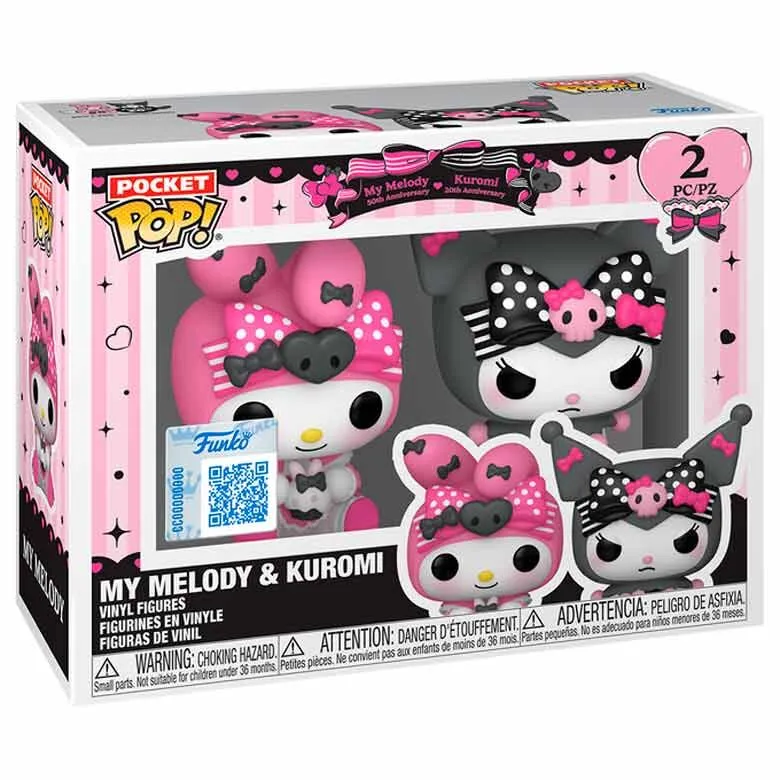 Set 2 Llaveros Pocket Pop My Melody y Kuromi