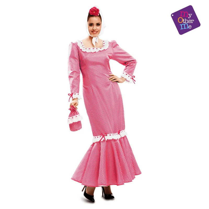 Disfraz de Madrileña rosa mujer adulto talla XL