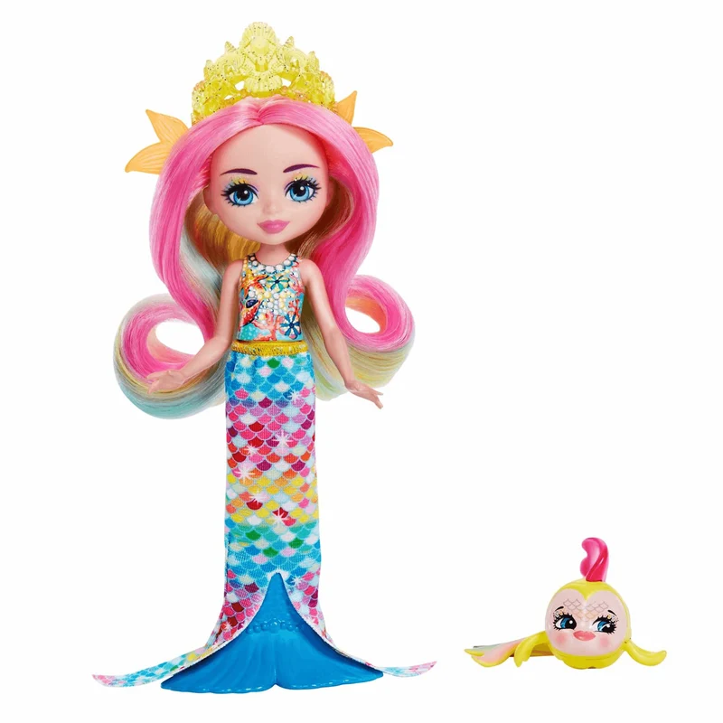 Royal Enchantimals Ocean Kingdom Muñeca Rainey Rainbow Fish con Mascota 4 años