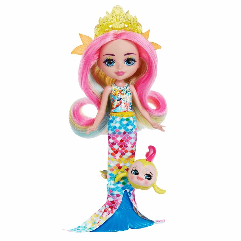 Royal Enchantimals Ocean Kingdom Muñeca Rainey Rainbow Fish con Mascota 4 años