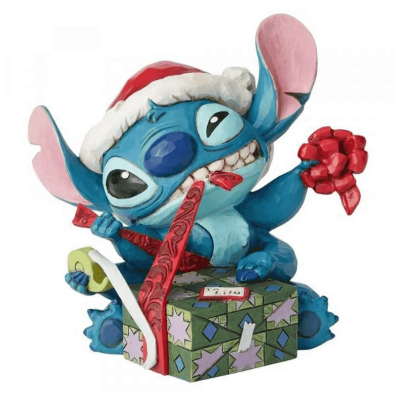 Figura de Stitch con Gorro de Santa Bad Wrap Disney Traditions