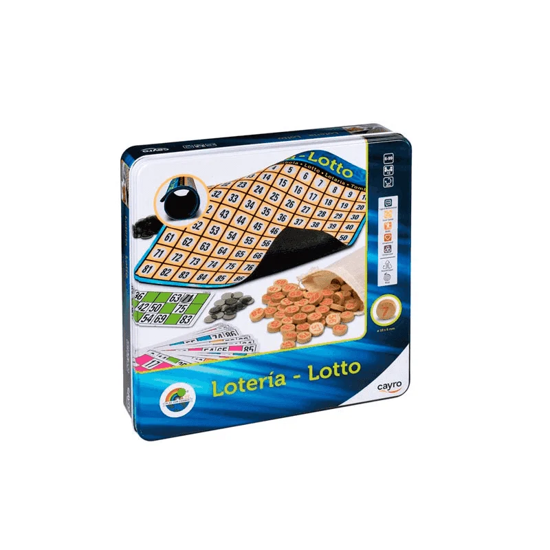 Lotería Metal Box (100% Madera FSC) - Juego Clásico de Bingo en Caja Metálica