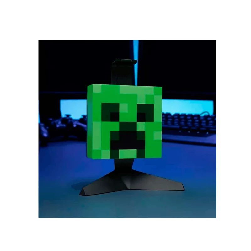 Lámpara Creeper con Soporte de Cascos Minecraft