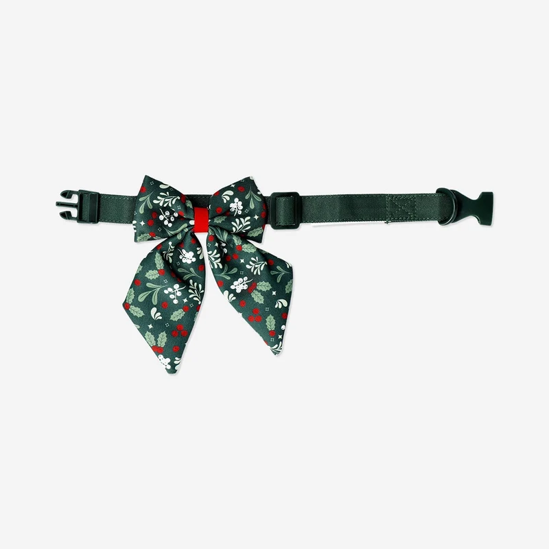 Adjustable pet collar - Holly print