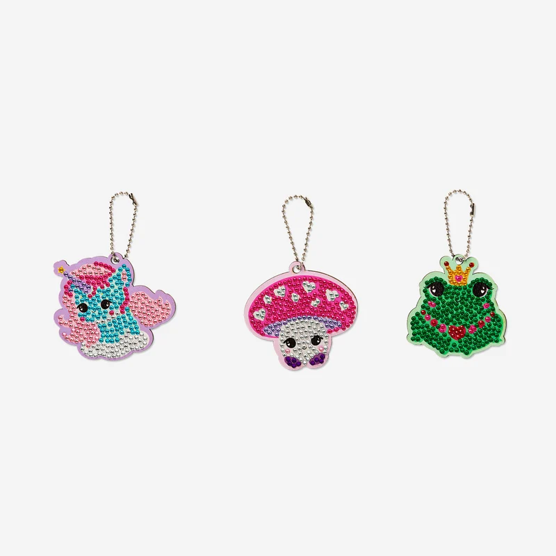 DIY rhinestone key rings - 3 pcs