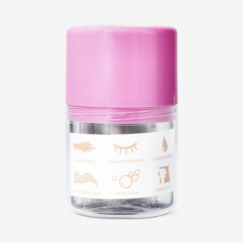 Pink travel set with stickers - 4 pcs