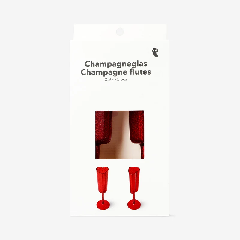 Heart shaped champagne flutes - 2 pcs