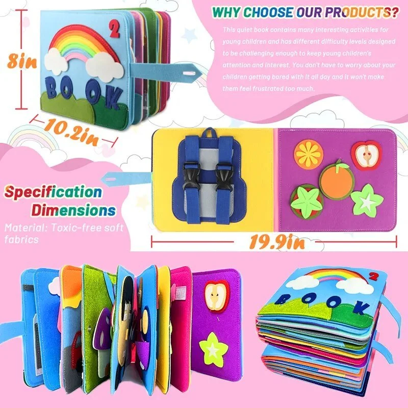 Montessori Busy Board for 1-3 Yrs: Early Learning Sensory Toy for Kids