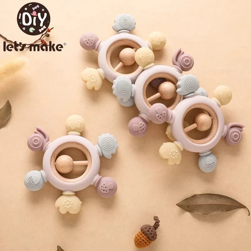 Let's Make Rudder-Shape Silicone & Wooden Teether Toy