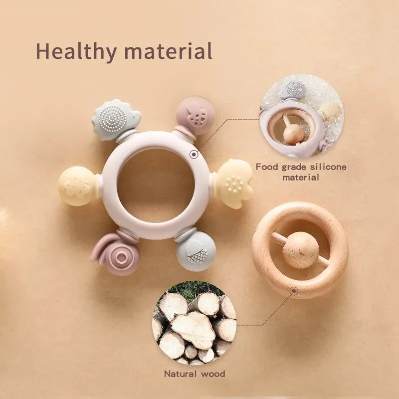 Let's Make Rudder-Shape Silicone & Wooden Teether Toy