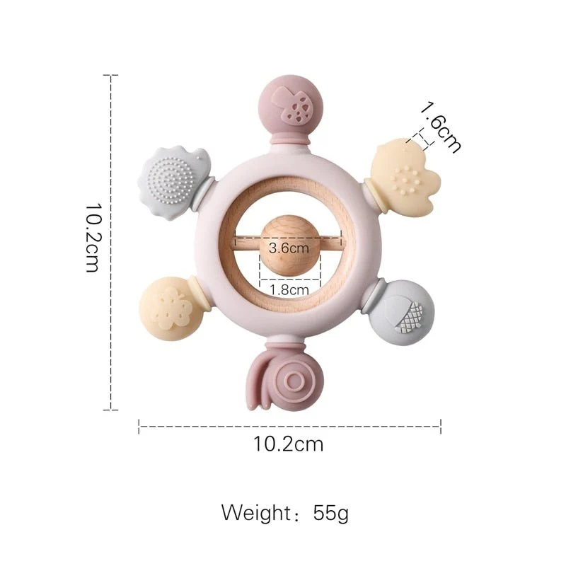 Let's Make Rudder-Shape Silicone & Wooden Teether Toy