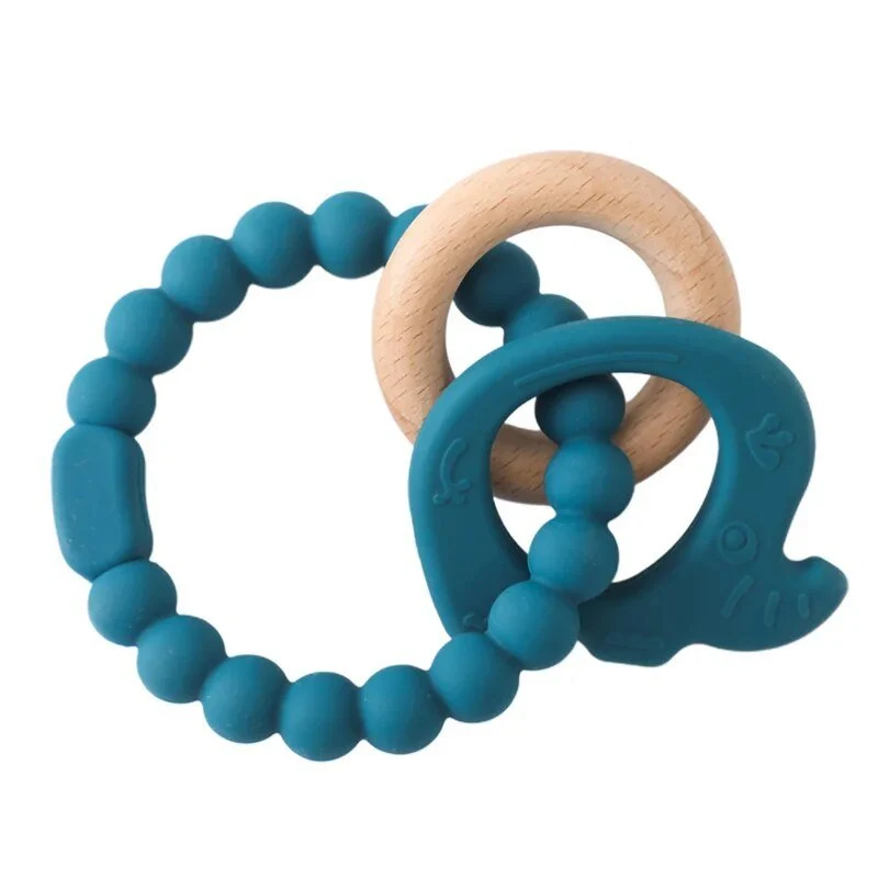 Let's Make Rudder-Shape Silicone & Wooden Teether Toy