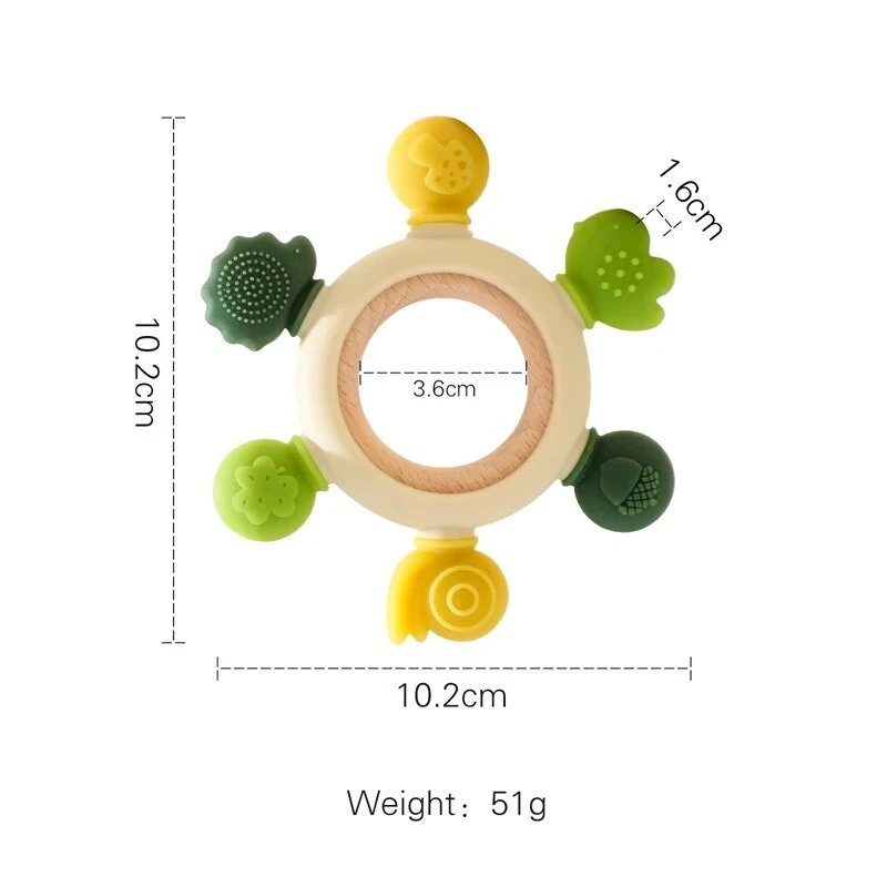 Let's Make Rudder-Shape Silicone & Wooden Teether Toy