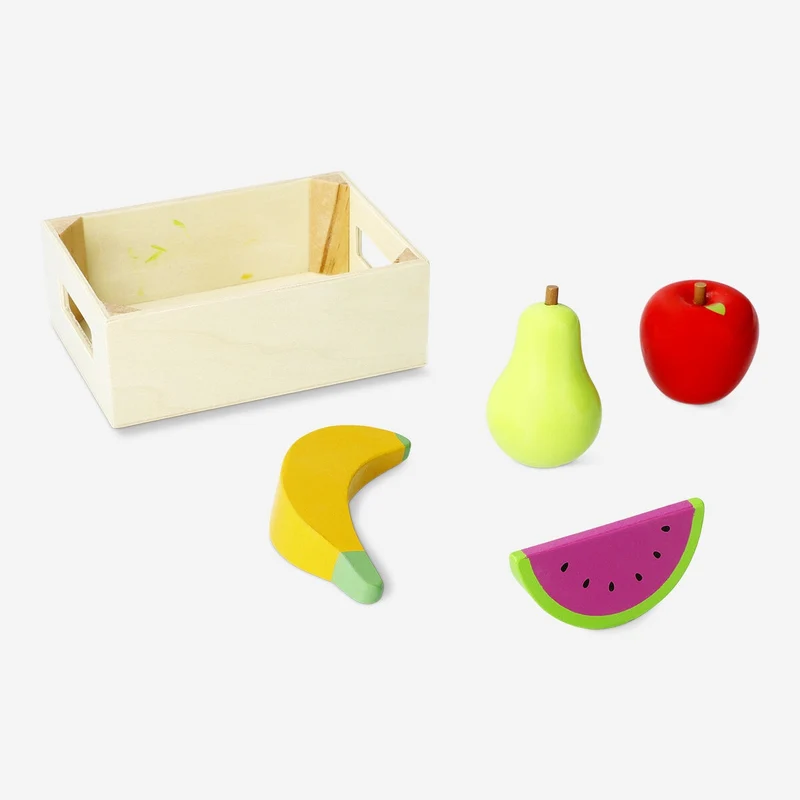 Wooden play basket of fruits - 4 pcs